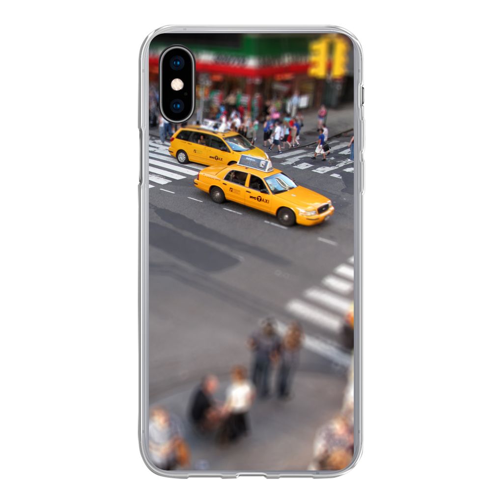 MuchoWow Handyhülle Schutzhülle Hülle für iPhone Xs New York - Amerika - Taxi Silikon Softcase Handy Hülle - Handytasche
