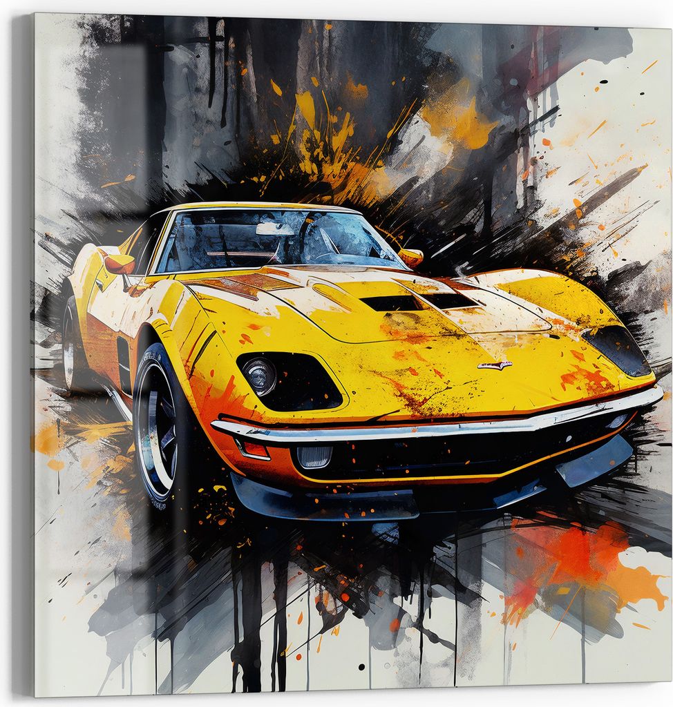 DEQOART Magnettafel Glas 30x30 cm 'Dynamik in Gelb' beschreibbar Whiteboard Pinnwand Küche