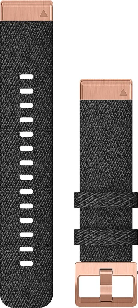 Bracelet QuickFit 20 pour Garmin : style urbain nylon noir et or rose