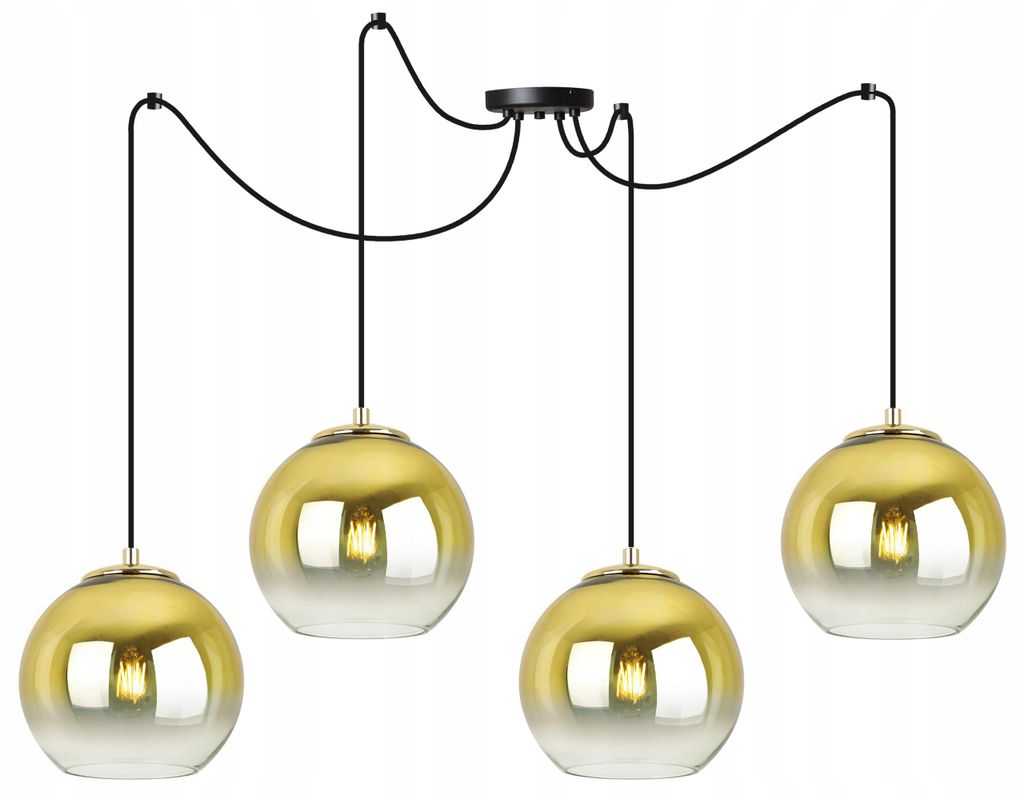 Goldene Pendelleuchte mit Lampenschirm 15 cm – Elegante Hängelampe / Kronleuchter als Deckenleuchte