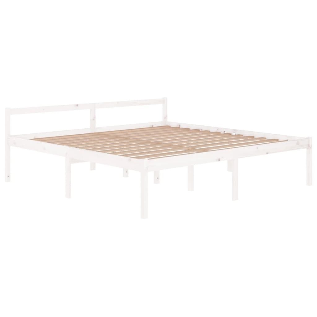 Hochwertigen Möbel Klassische Betten - Weiß Seniorenbett Weiß 200x200cm Massivholz Kiefer NEU9225252