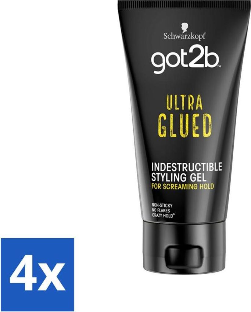 Schwarzkopf - Got2b - Ultra Glued Gel - Extra starke Fixierung - 150 ml - Vorteilspack - 4 Stücke
