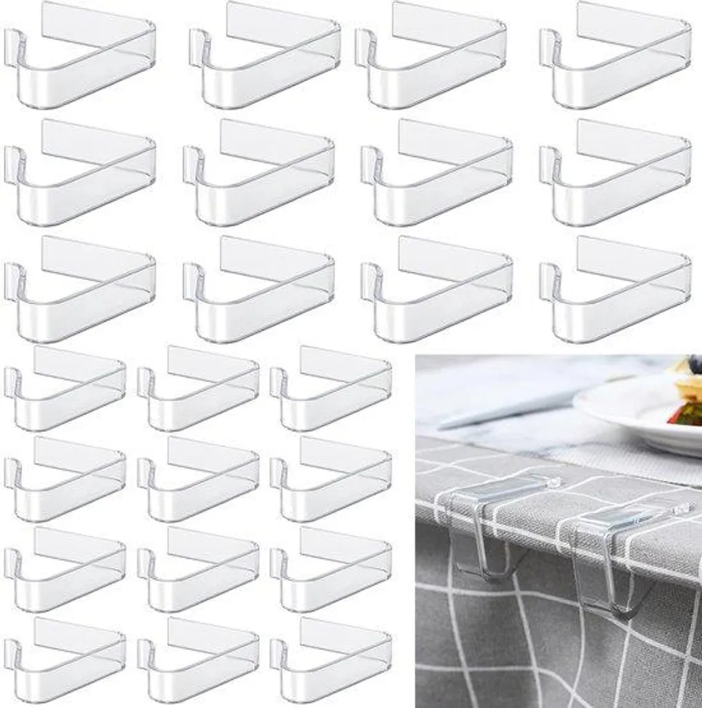 Attache-nappe transparent en plastique - Pack de 24 pinces de fête