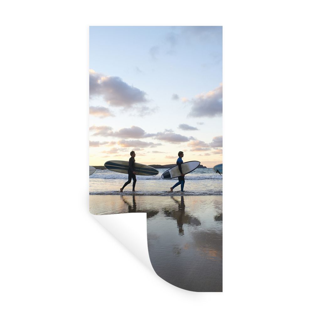 MuchoWow Wandtattoo Wandsticker Wandaufkleber Surfer am Strand 40x80 cm Selbstklebend und Repositionierbar - Repositionierbar - Wasser abweisend