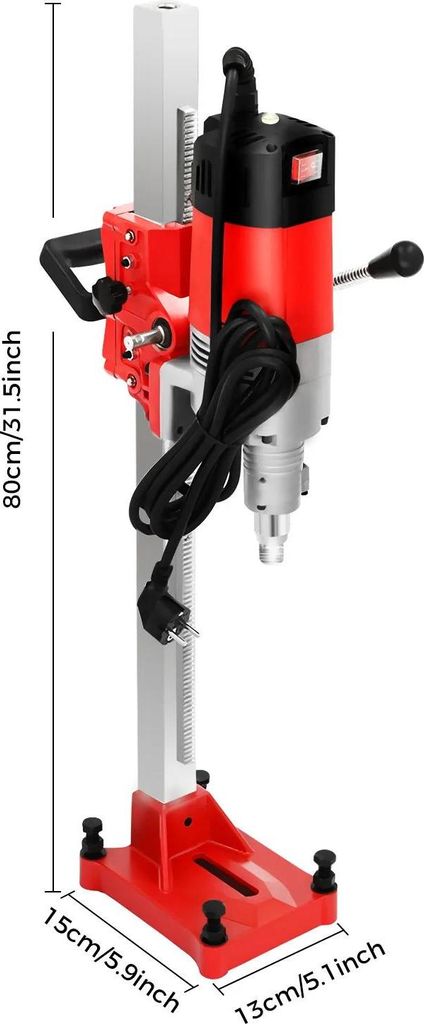 2300W Kernbohrmaschine - Industrieausführung - Sicherheitskupplung - Bohrtiefe 80 cm - Lochdurchmesser bis 16,5 cm - Elektrisch - Rot
