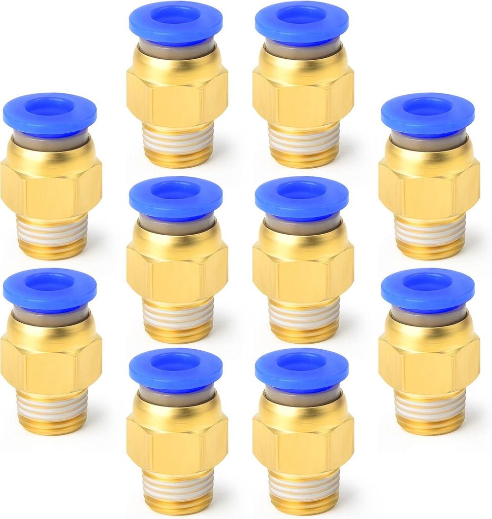 10 Stück 4 mm Schlauch-Außendurchmesser x 1/8 BSP Außengewinde Gerade Steckverbinder für Pneumatik (PC4-01)