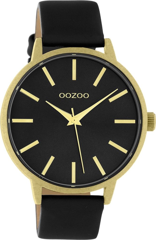 Oozoo Armbanduhr schwarz Leder Timepieces Damen Analog-Quarzuhr UOC10838