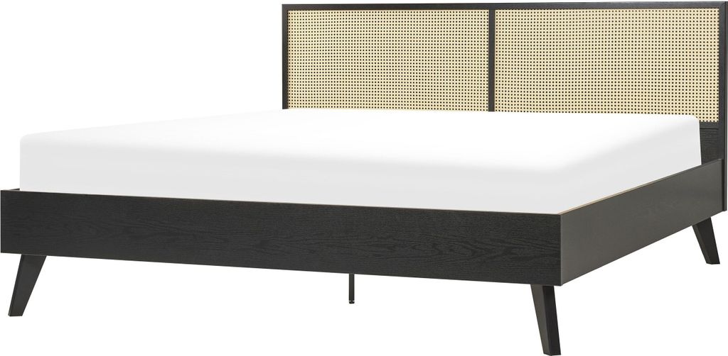 BELIANI Bett Schwarz Pappel-Faserplatte mit Lattenrost 180 Produktbild 