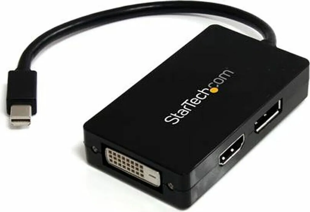 Convertisseur vidéo Mini DisplayPort 3-en-1 HDMI DVI DisplayPort Blanc
