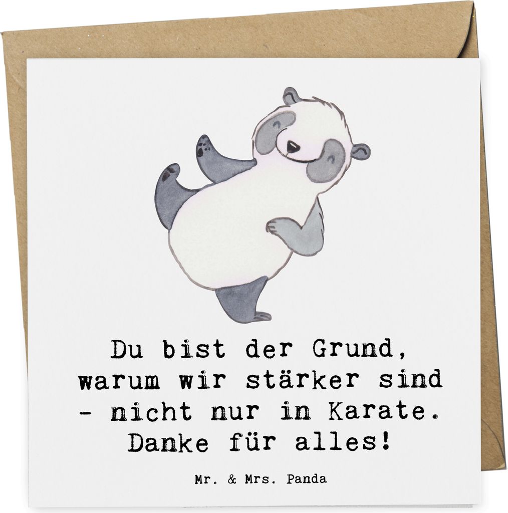 Mr. & Mrs. Panda Grußkarte Karate Trainerin Stärke - Weiß - Geschenk, faltkarte, Geduld, doppelkarte, Mentor, Körper, Glückwunschkarte, Entsch...