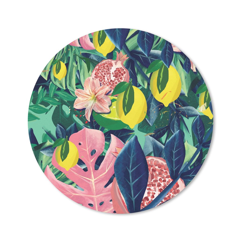 MuchoWow Mauspad Mousepad Blumen - Früchte - Farben 50x50 cm - Mousepads - Maus Mat - Pad - Mausunterlage - Vinyl