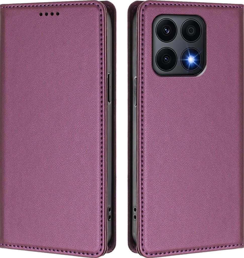 Handyhülle für Honor X8A, Kunstleder Klapphülle Stoßfeste Magnetische Hülle mit Ständer Lila