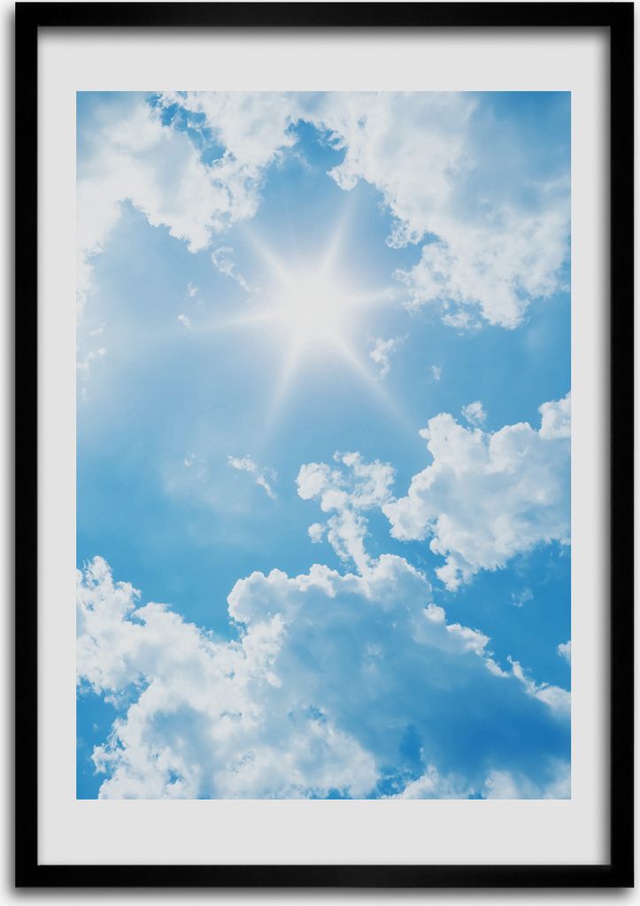 Bild - Bilderrahmen - 50 cm x 70 cm - MDF - Rahmen - Wandkunst Wolken im Himmel