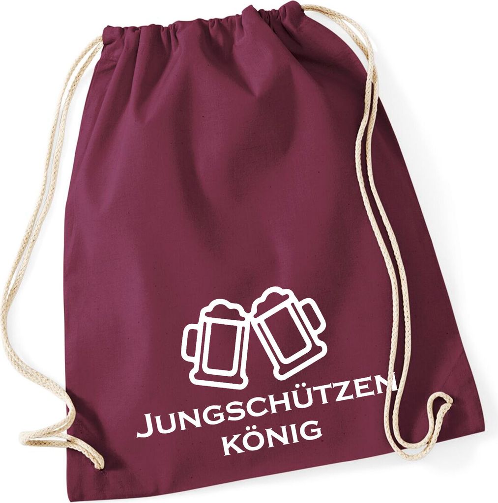 Huuraa Turnbeutel Jungschützenkönig Schützenfest 12 Liter Burgundy Baumwolle Rucksack Geschenkidee