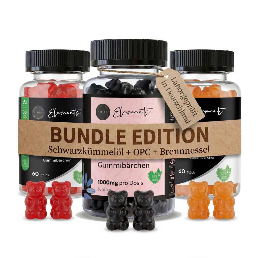 Asbirg Schwarzkümmelöl + OPC + Herbal Gummies Bundle – Produktbild 