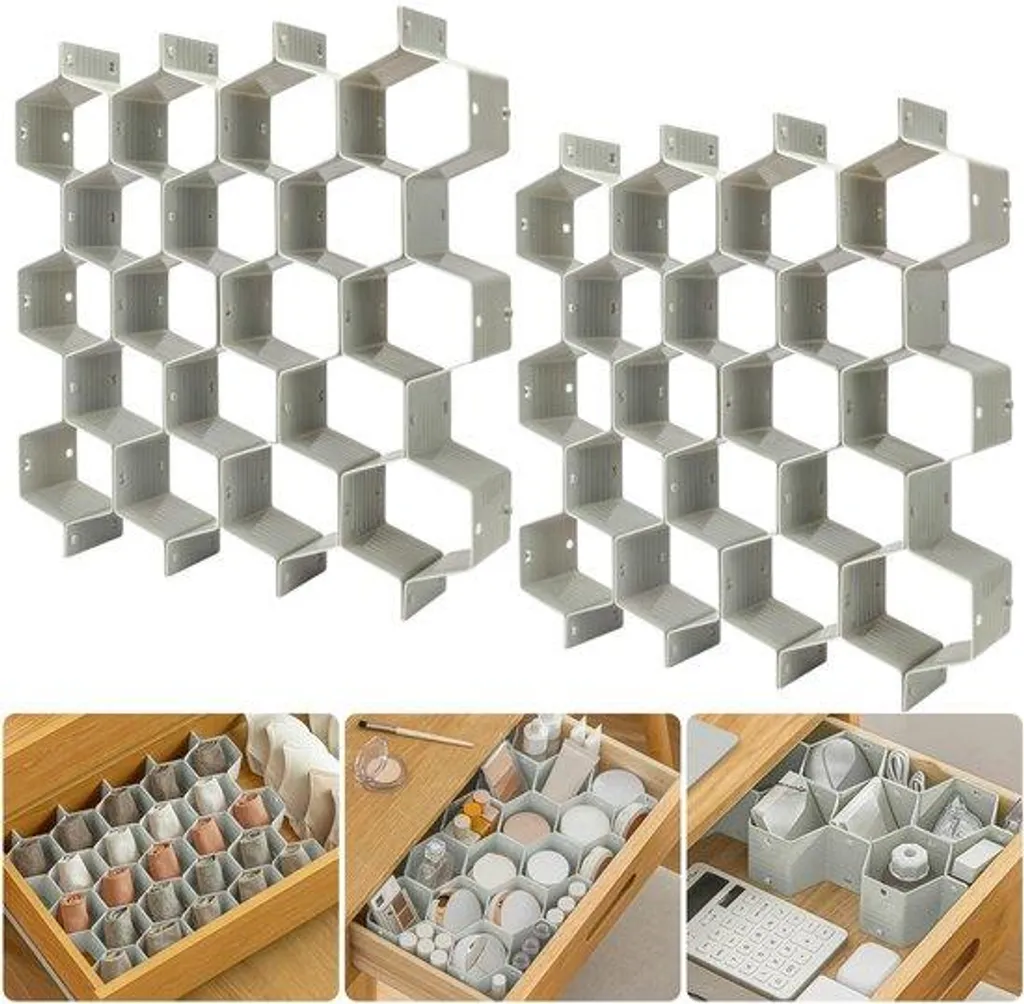 Organiseur à 16 compartiments pour sous-vêtements et chaussettes gris x2
