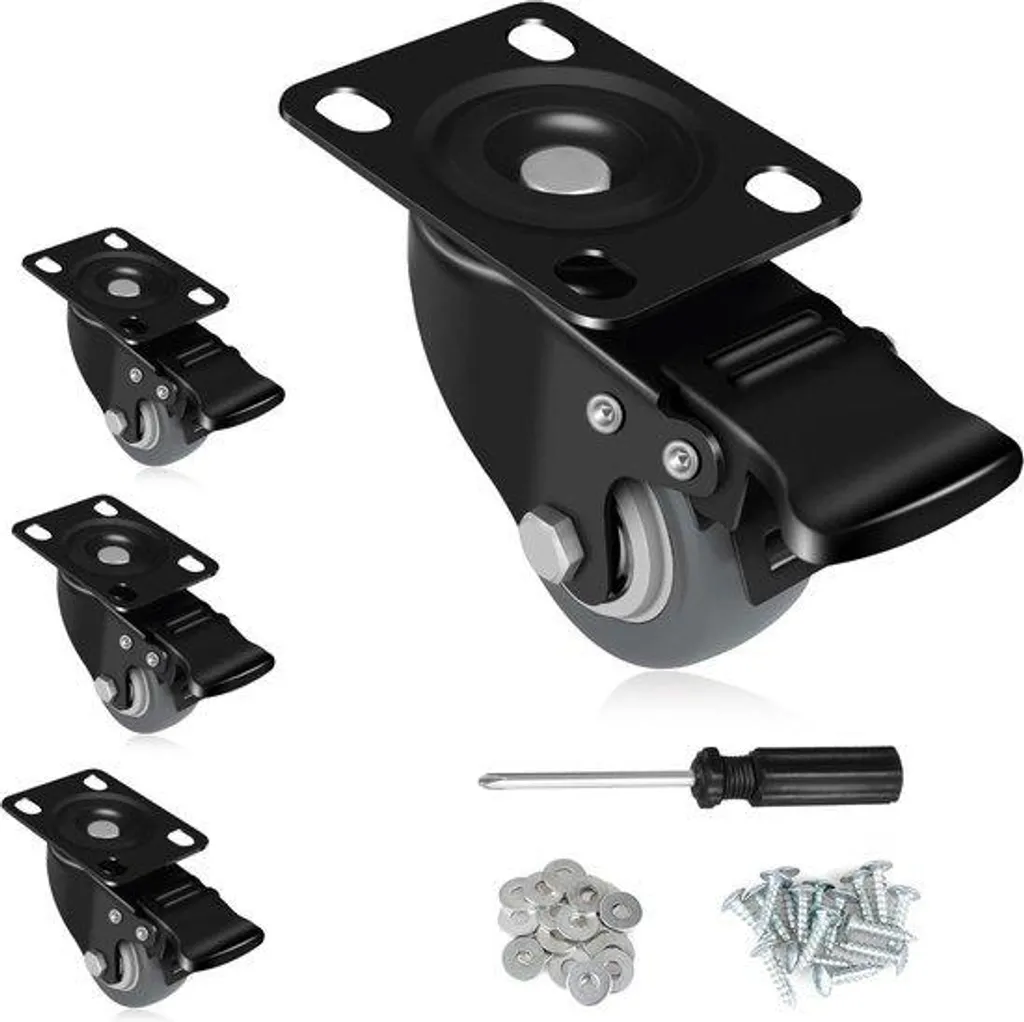 Roulettes de transport 50 mm avec 4 freins, capacité de 160 kg, Lot de 4