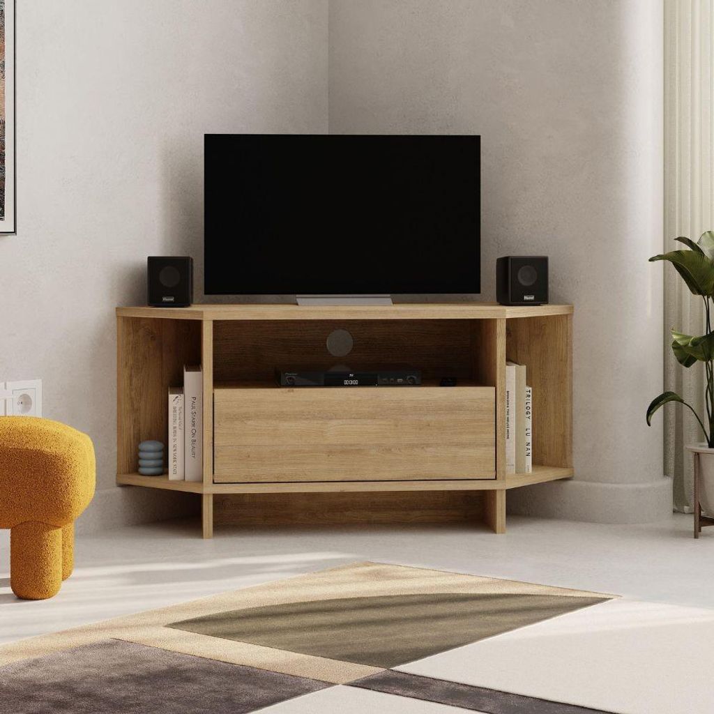 Porta TV angolare Viva colore Rovere 95.7x35.4x45.3H – Immagine del prodotto 