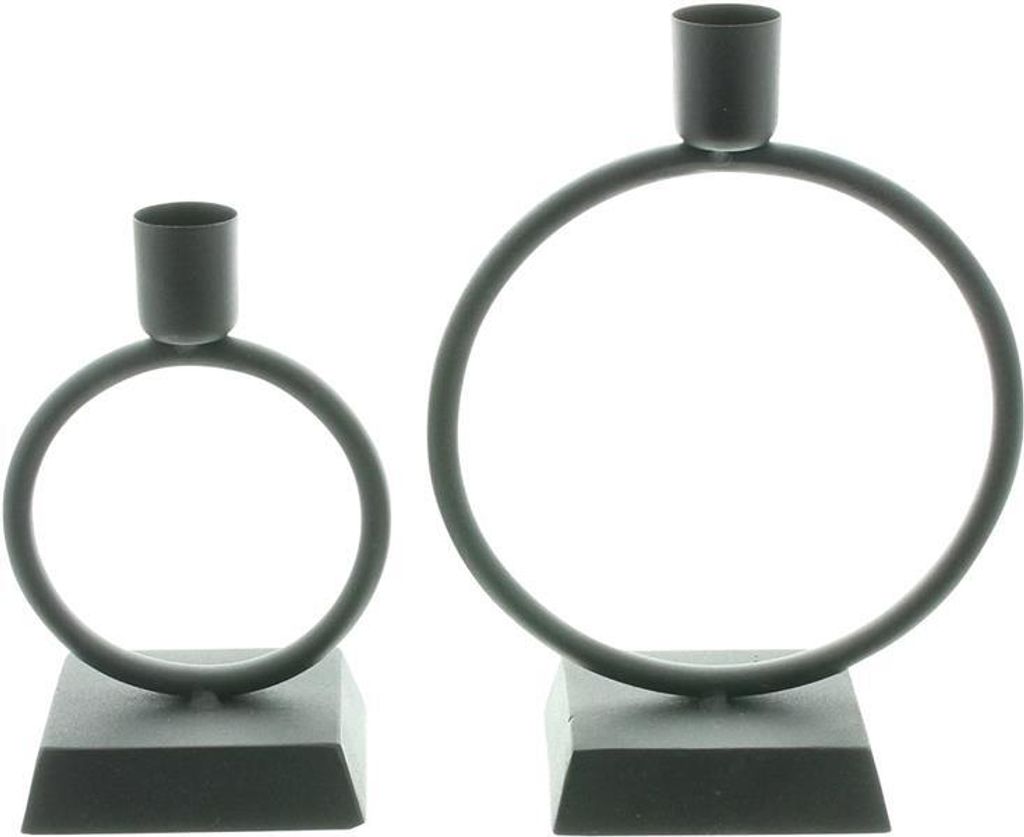 2x Stabkerzenhalter "Ring" aus Metall, matt schwarz, 14 + Produktbild 2