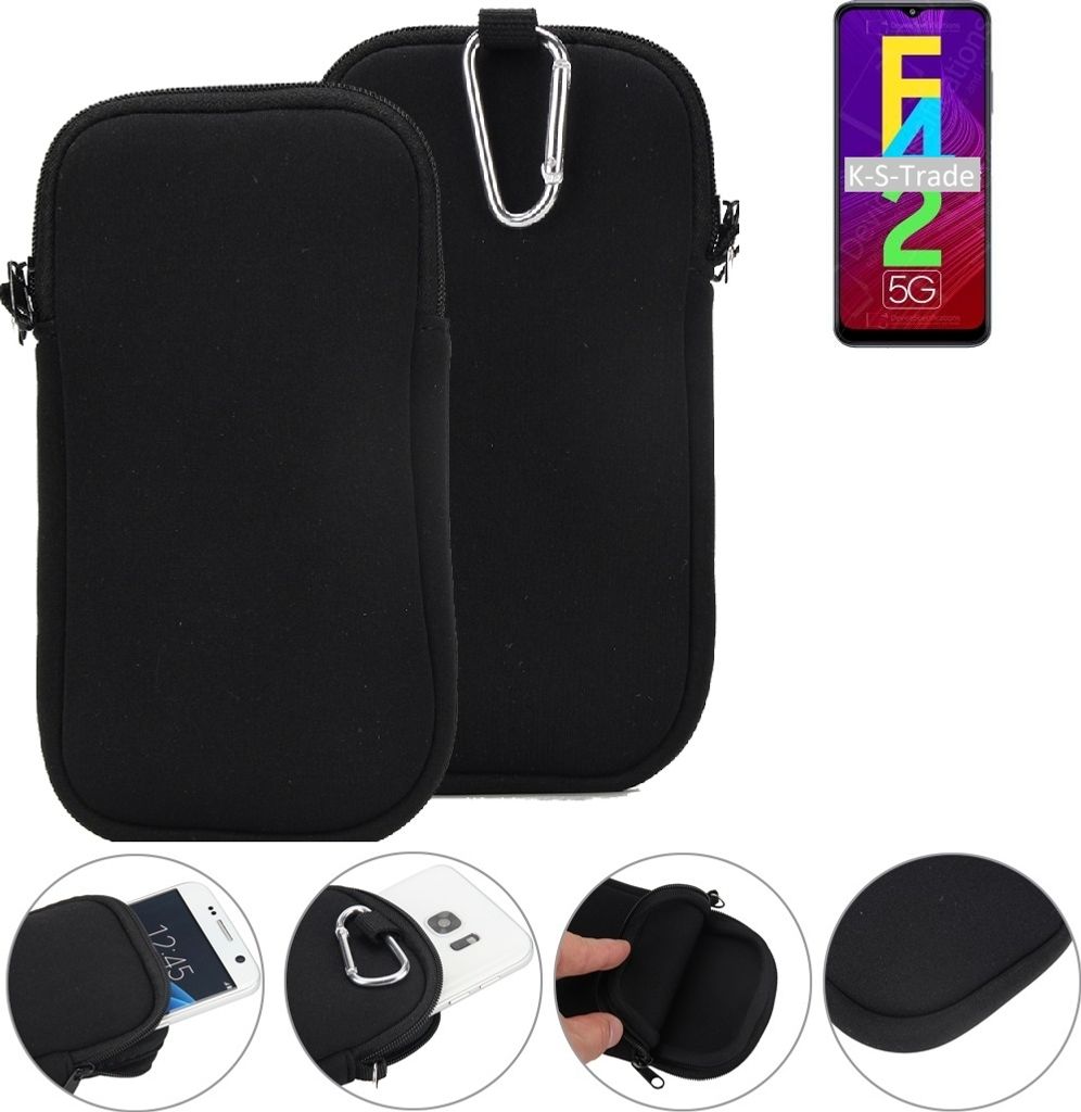 K-S-Trade Neopren-Hülle Handyhülle kompatibel mit Samsung Galaxy F42 5G Schutzhülle Neoprenhülle Sleeve Schutz-Hülle Gürtel Tasche Case Holster
