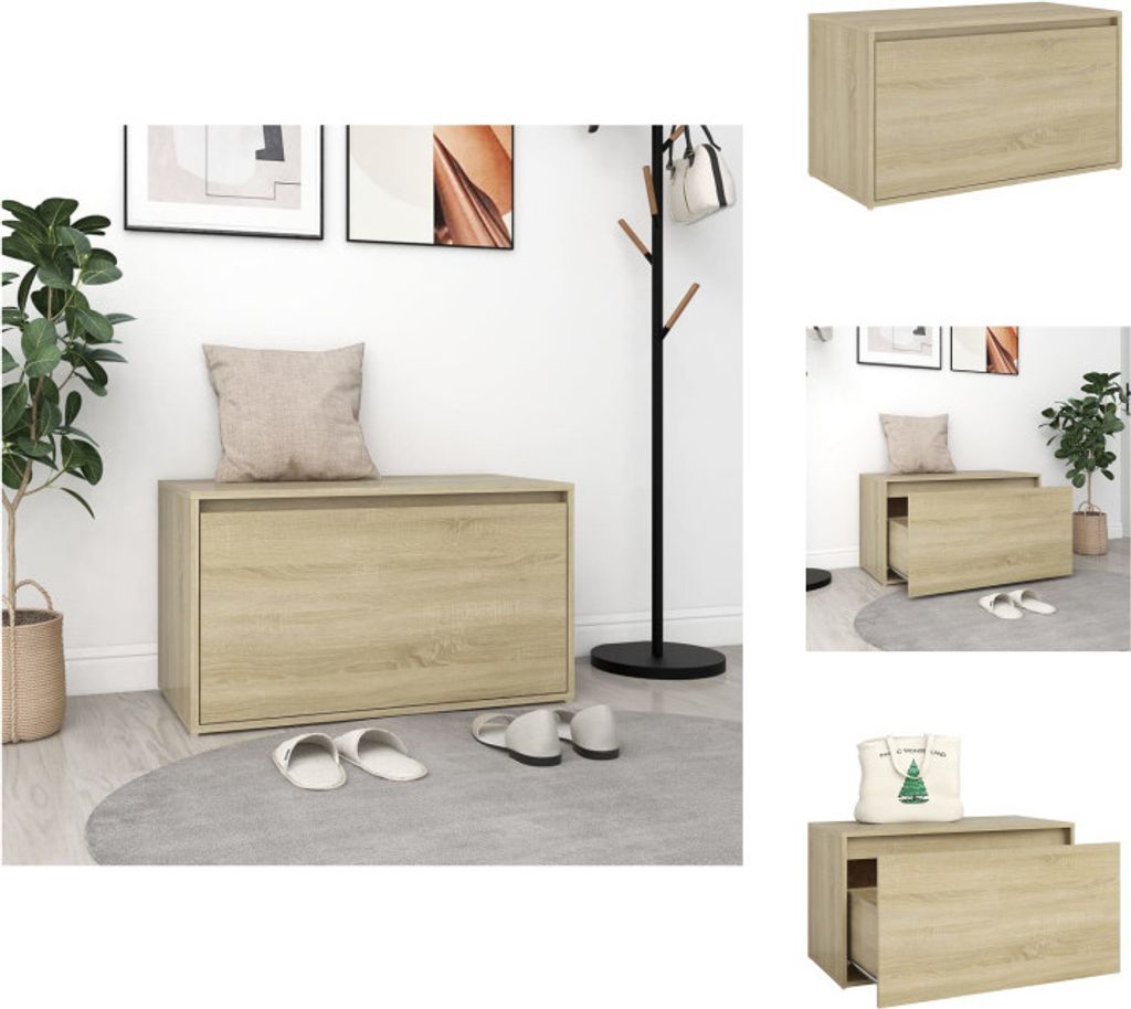 vidaXL Flurbank 80x40x45 cm Sonoma-Eiche Holzwerkstoff - Truhen- & Flurbänke