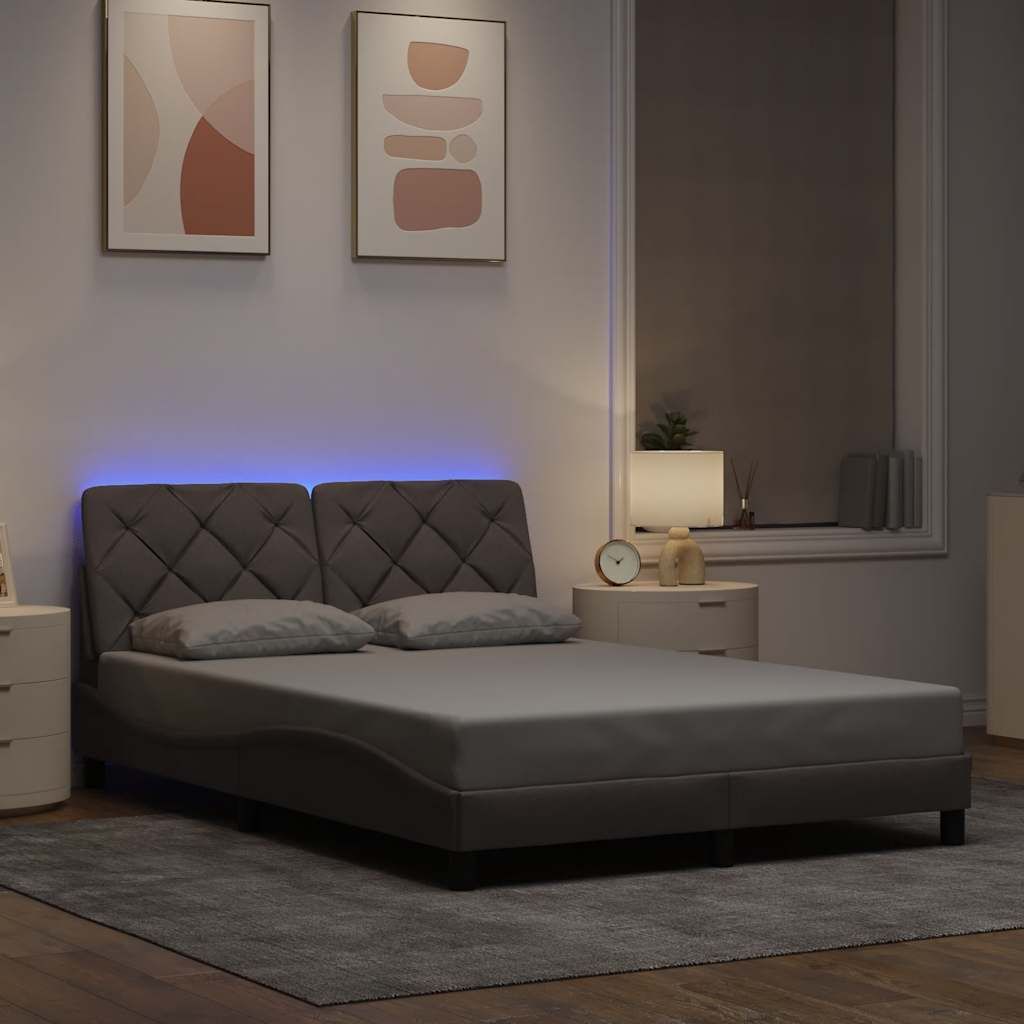 Maison Exclusive - Bettgestell mit LED ohne Matratze Taupe 140x200 cm Stoff