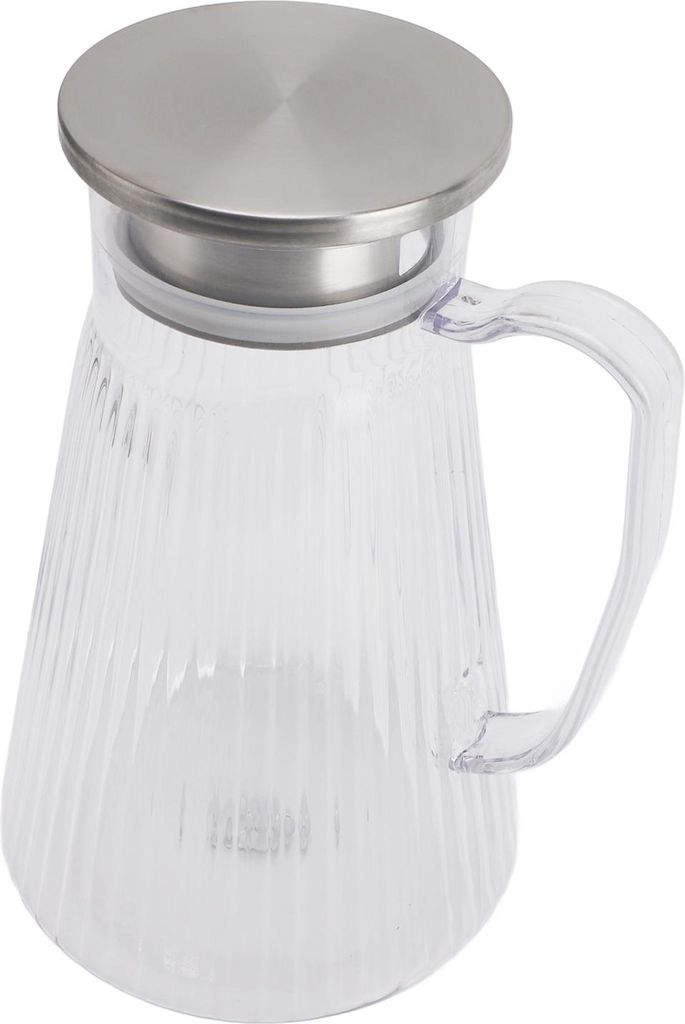 Wasserkrug mit Deckel und Griff 1500ml Acryl hitzebeständig klar Wasserkocher Krug für Limonade Milch Eis Tee kalt oder heiß Getränke Style 1