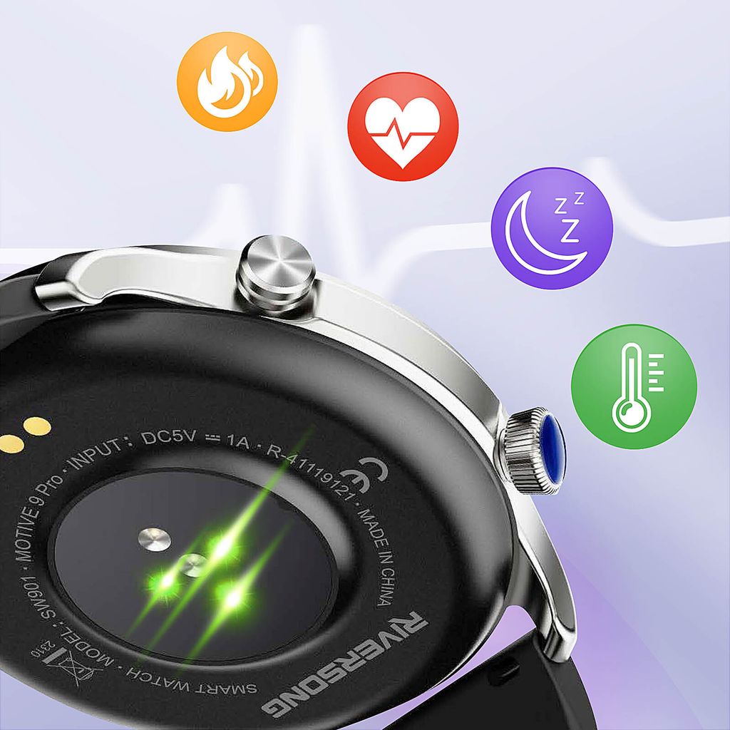 Montre Connectée Riversong Motive 9 Pro – étanche, écran AMOLED 1,43″, Noir