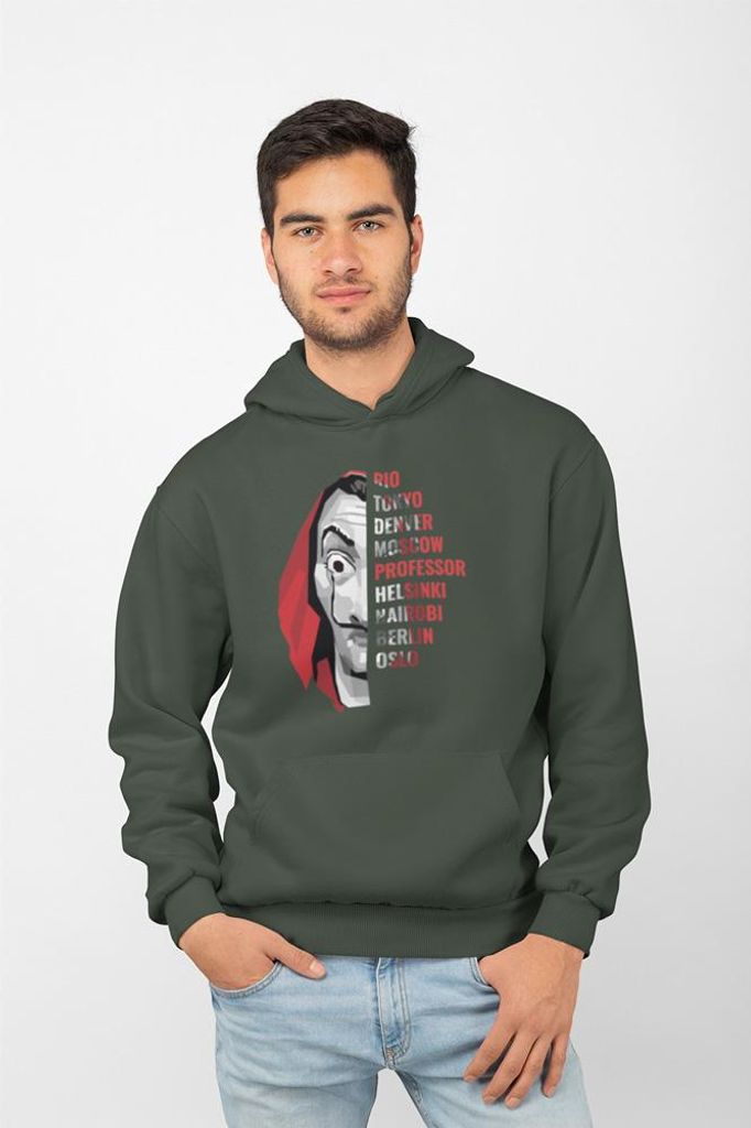 D&B Uni Hoodie MO00002 Money Heist Waldgrün-Größe M