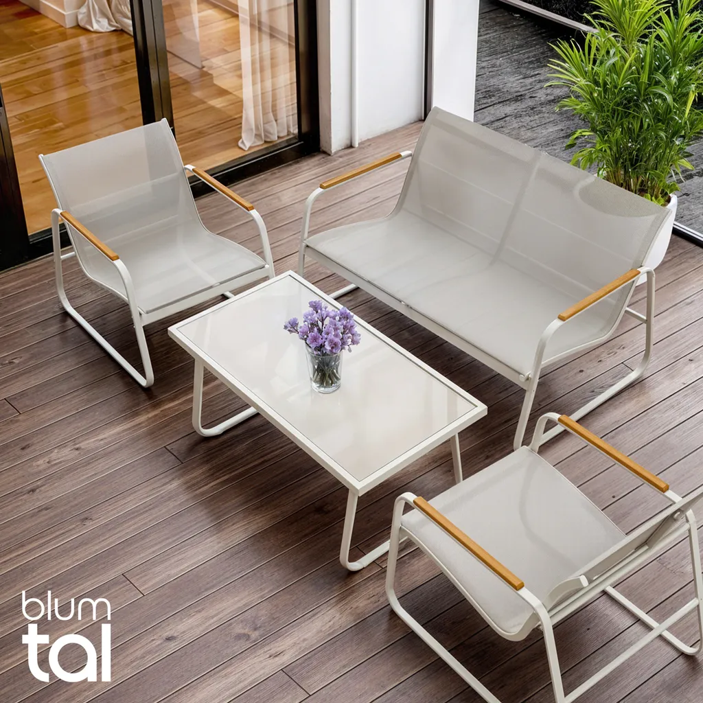 Mobilier de Terrasse Blumtal pour 4 Personnes - Set Lounge de Jardin Complet - 7