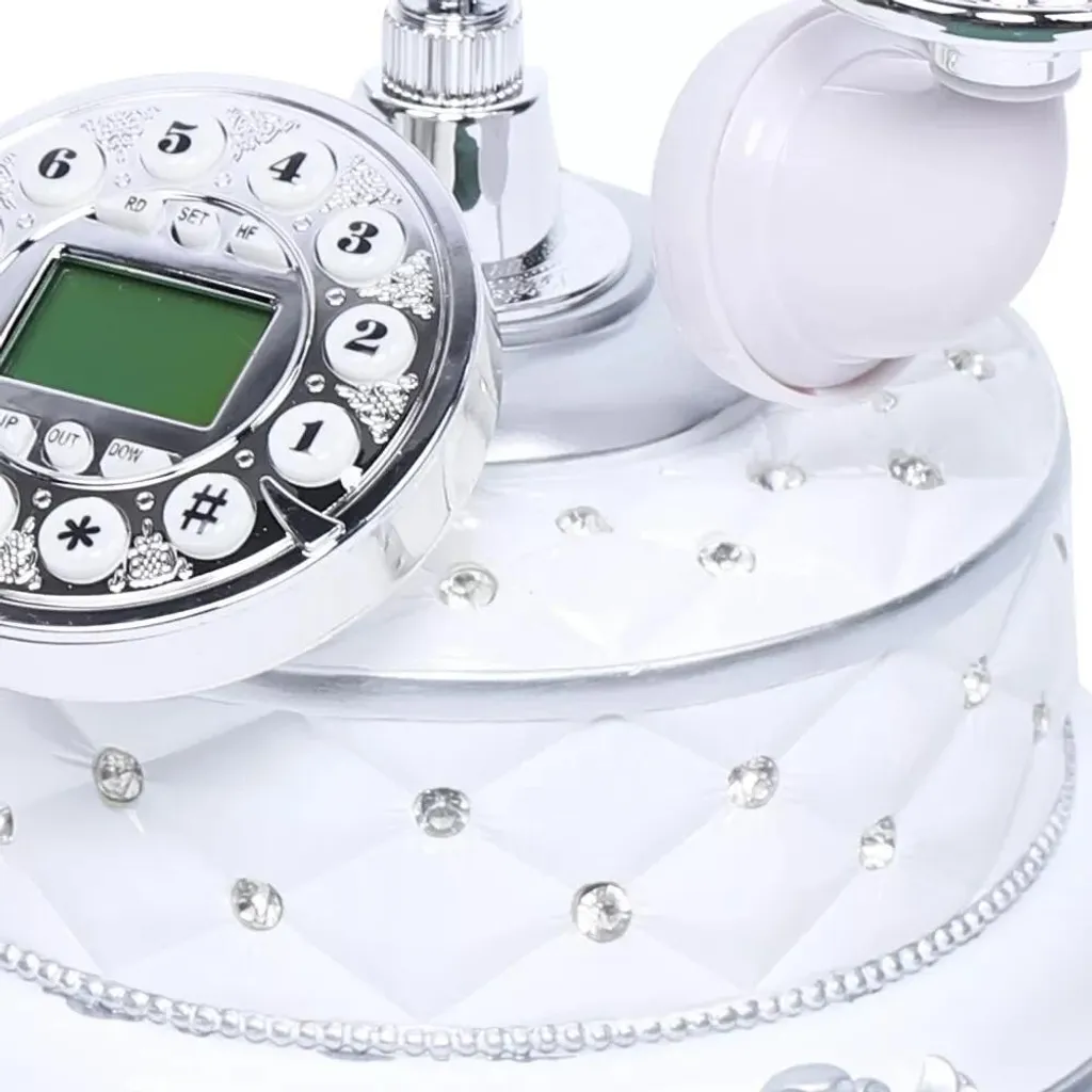 Téléphone rétro à cadran résistant, ligne fixe stable blanche