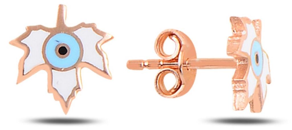 Ahornblatt Ohrringe Emaille 925 Sterling Silber Rose Vergoldet Minimal