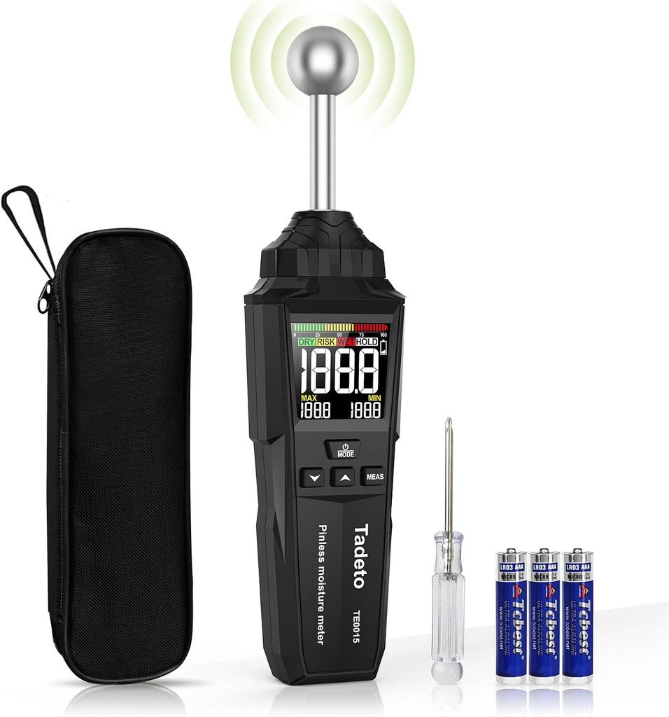 Vochtmeter met LCD-kleurendisplay en geluidsalarm voor alle Productafbeelding 