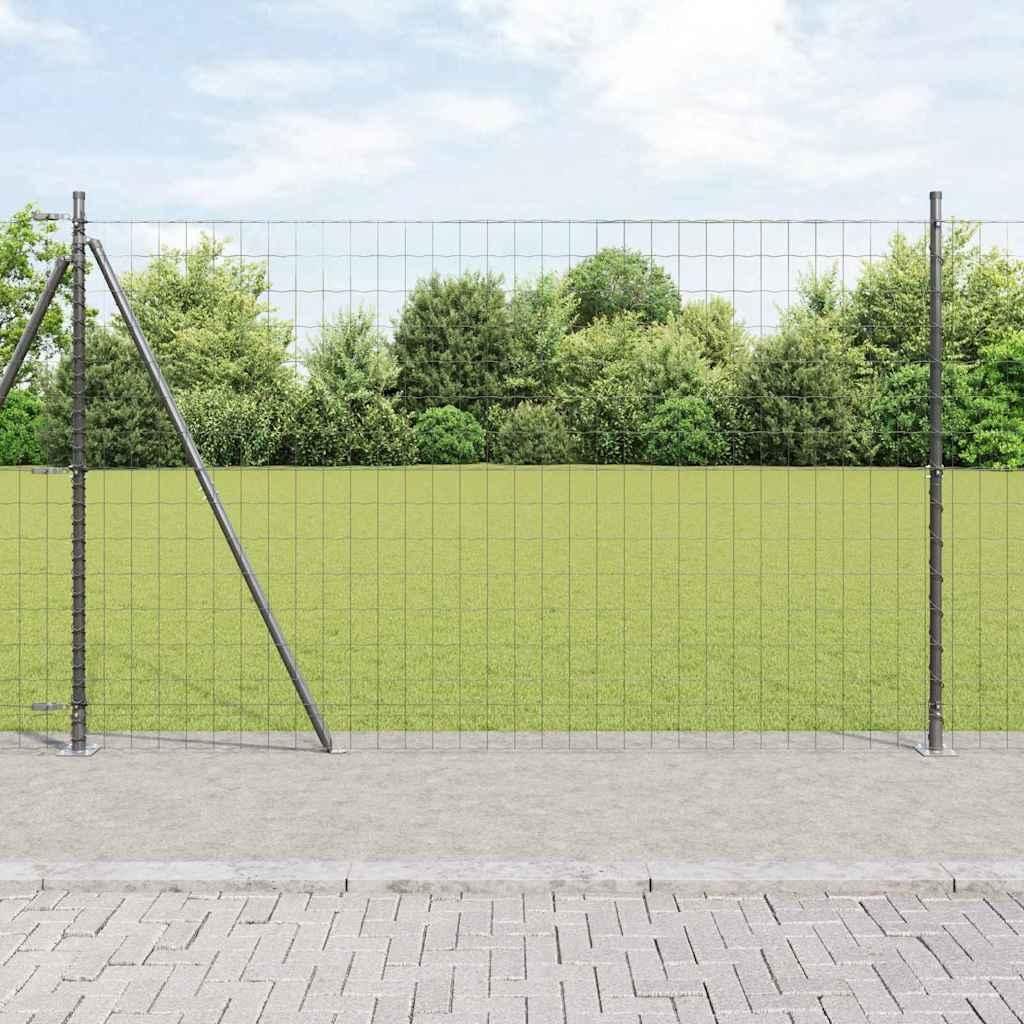 Maison Exclusive - Zaun mit Pfosten Grau 1,6 x 10 m Stahl und PVC