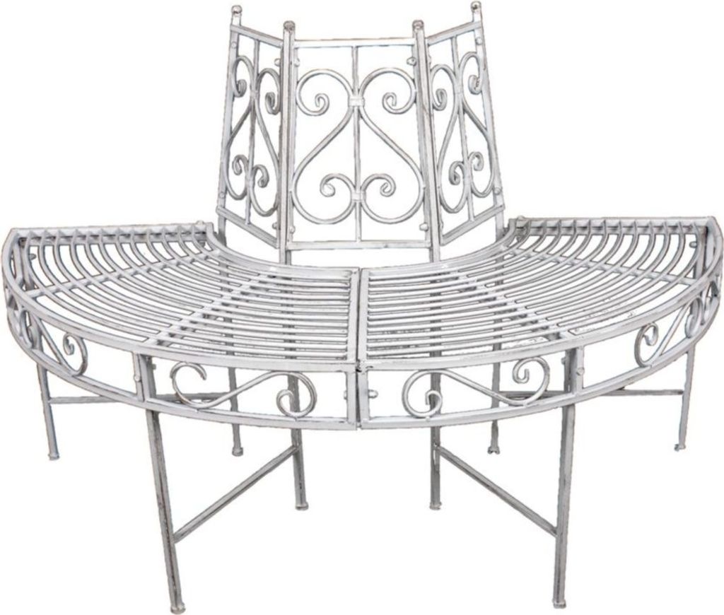 Baumbank >Varda< in weiss aus Stahl - 122x63x80cm (LxBxH)