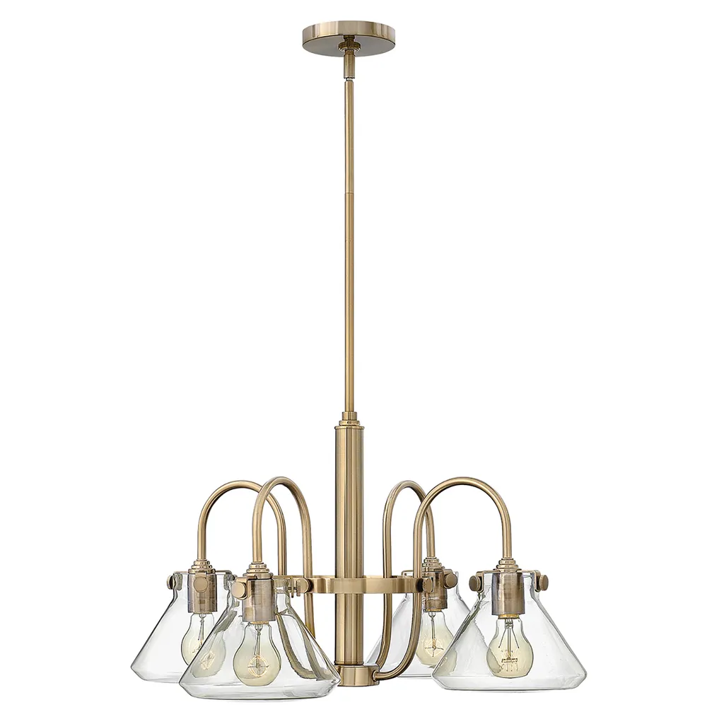 Lustre suspension en verre et acier caramel brossé pour salon chic