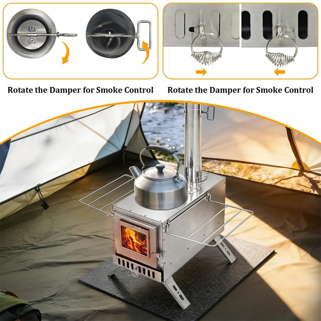 Poêle à Bois Inox avec 7 Conduits Modulables pour Chauffage Extérieur - 12