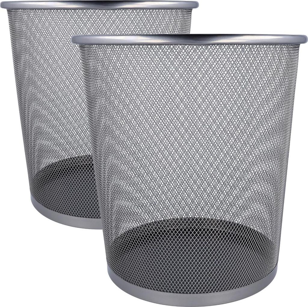 Westcott Papierkorb Mesh Silber (2er-Set) | 2 x Mülleimer aus Drahtgeflecht mit 13 Liter Fassungsvermögen | Abfalleimer für Büro, Homeoffice od...