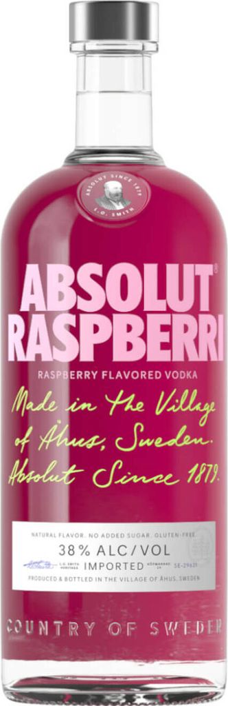 Absolut Vodka Raspberri, Wodka mit Himbeeraroma, Schnaps, Spirituose, Alkohol, Flasche, 40 %, 1 L, 70351200