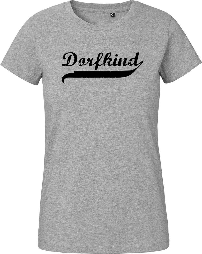 Hellweg Druckerei Rundhals T-Shirt Dorfkind Vintage Geschenk Frauen Oberteil Sport Grey Größe XXL Bio Baumwolle Fairtrade Dorfkind Vintage Mitbrings