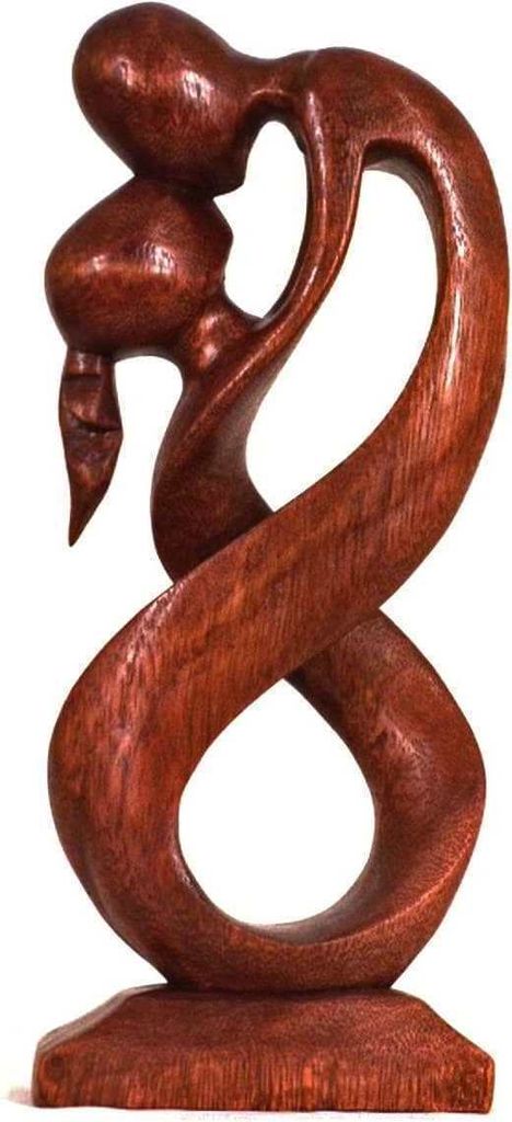 Holz Figur Skulptur Abstrakt Holzfigur Statue Afrika Asia Handarbeit Deko Hingabe, 30 cm