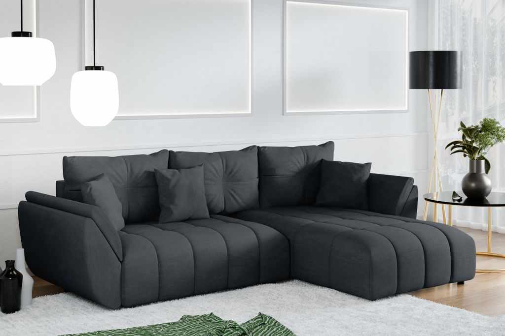 AX LIVING Ecksofa mit Schlaffunktion Antalya L Sofa Grau 280 cm