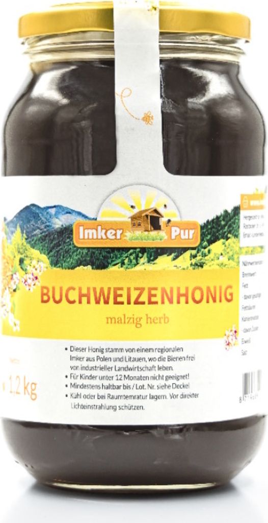 Buchweizenhonig von ImkerPur, 1.2 kg, kaltgeschleudert, kräftig-herb