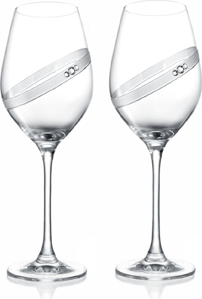 Weingläser SWAROVSKI Kristall Luxury Dekor set 2er 360ml, Hochzeit ring, Wein Gläser, Cristallin Glas SPARKLING RING