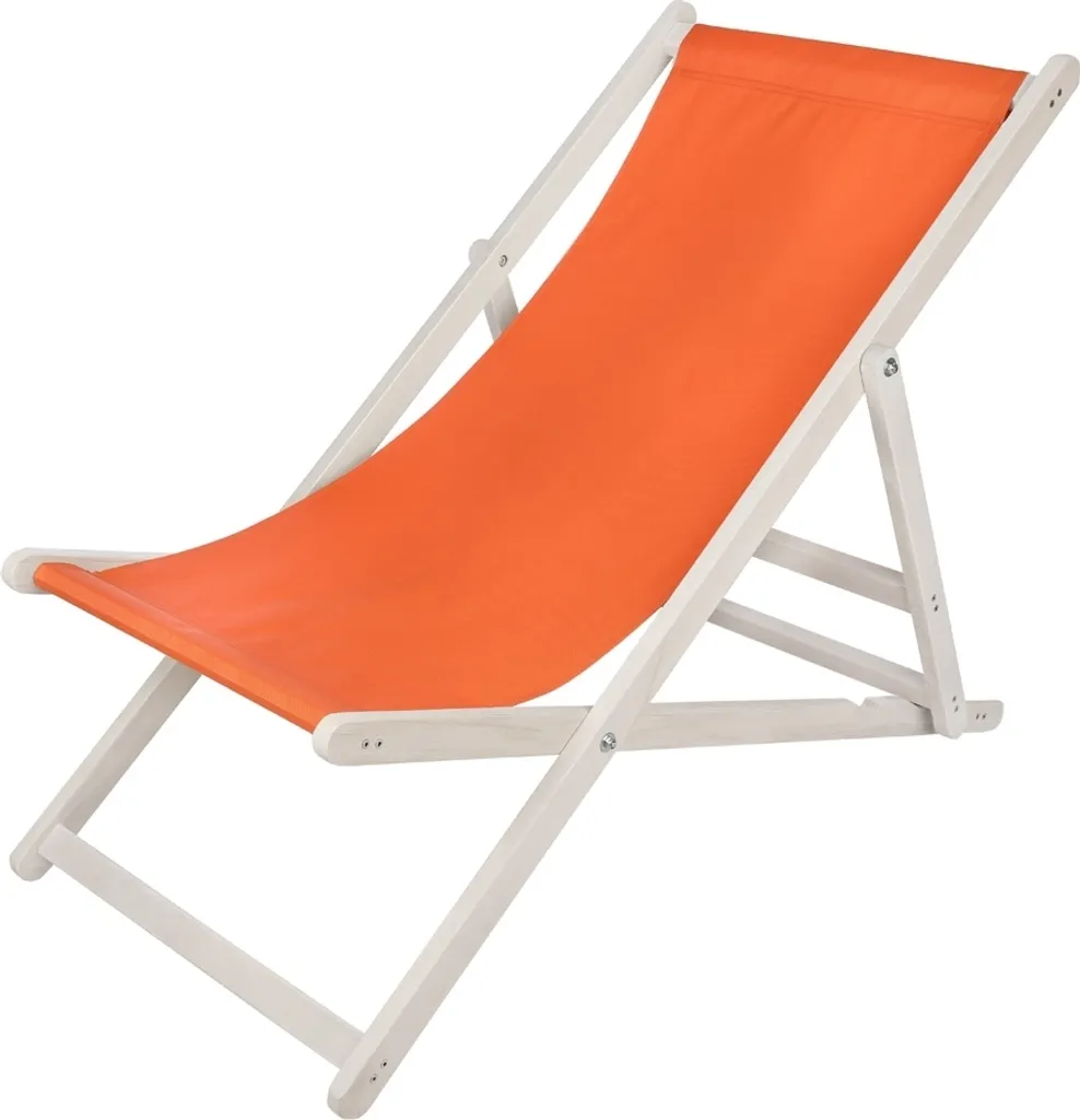Mucola Sedia da Spiaggia Legno Bianco Arancione - Design Pieghevole