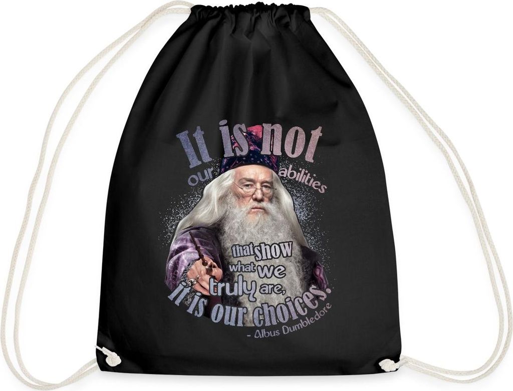 Spreadshirt Harry Potter Albus Dumbledore Zitat Turnbeutel, One size, Schwarz