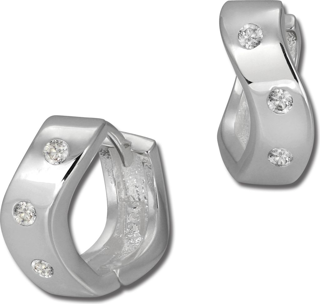 SilberDream Creolen Damen 925 Silber weiß Welle Zirkonia Ohrringe 15mm SDO395W