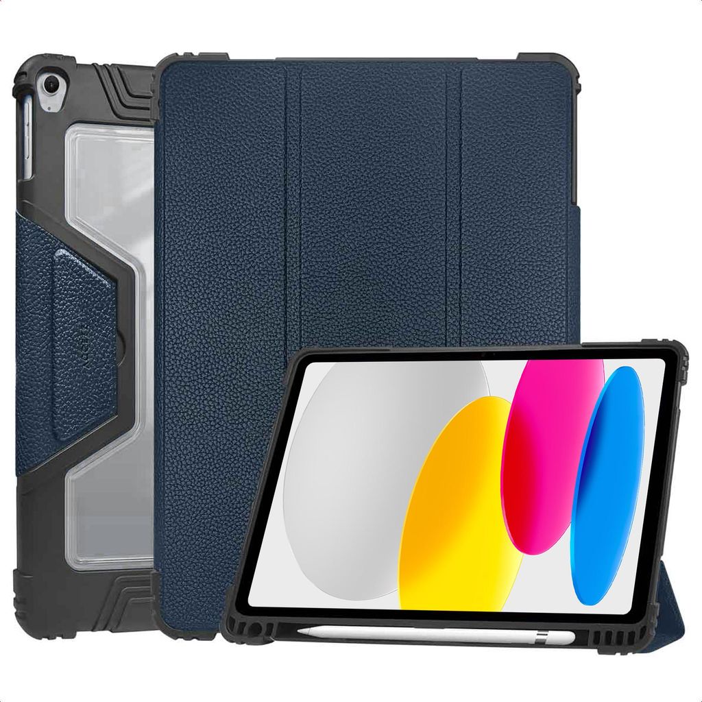 Accezz Rugged Trifold Klapphülle iPad 11 (2025) 11 Zoll A16 / iPad 10 (2022) 10.9 Zoll - Dunkelblau