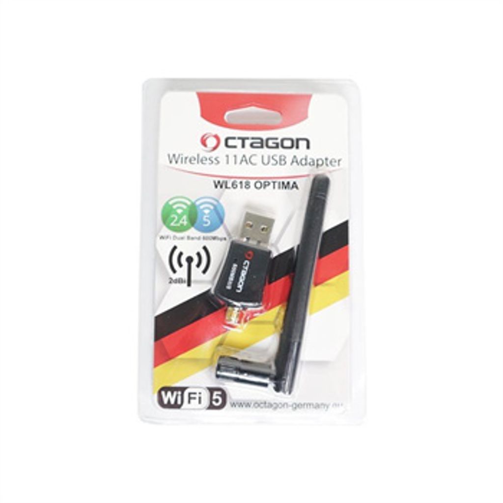 OCTAGON WL618 Optima WLAN 600 Mbit/s +2dBi Antenna USB 2.0 Immagine del prodotto 