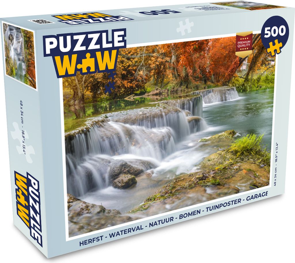 MuchoWow Puzzle 500 Teile Herbst - Wasserfall - Natur - Bäume - 500 Teile - Kinder - Selberbauen - Puzzlespiele